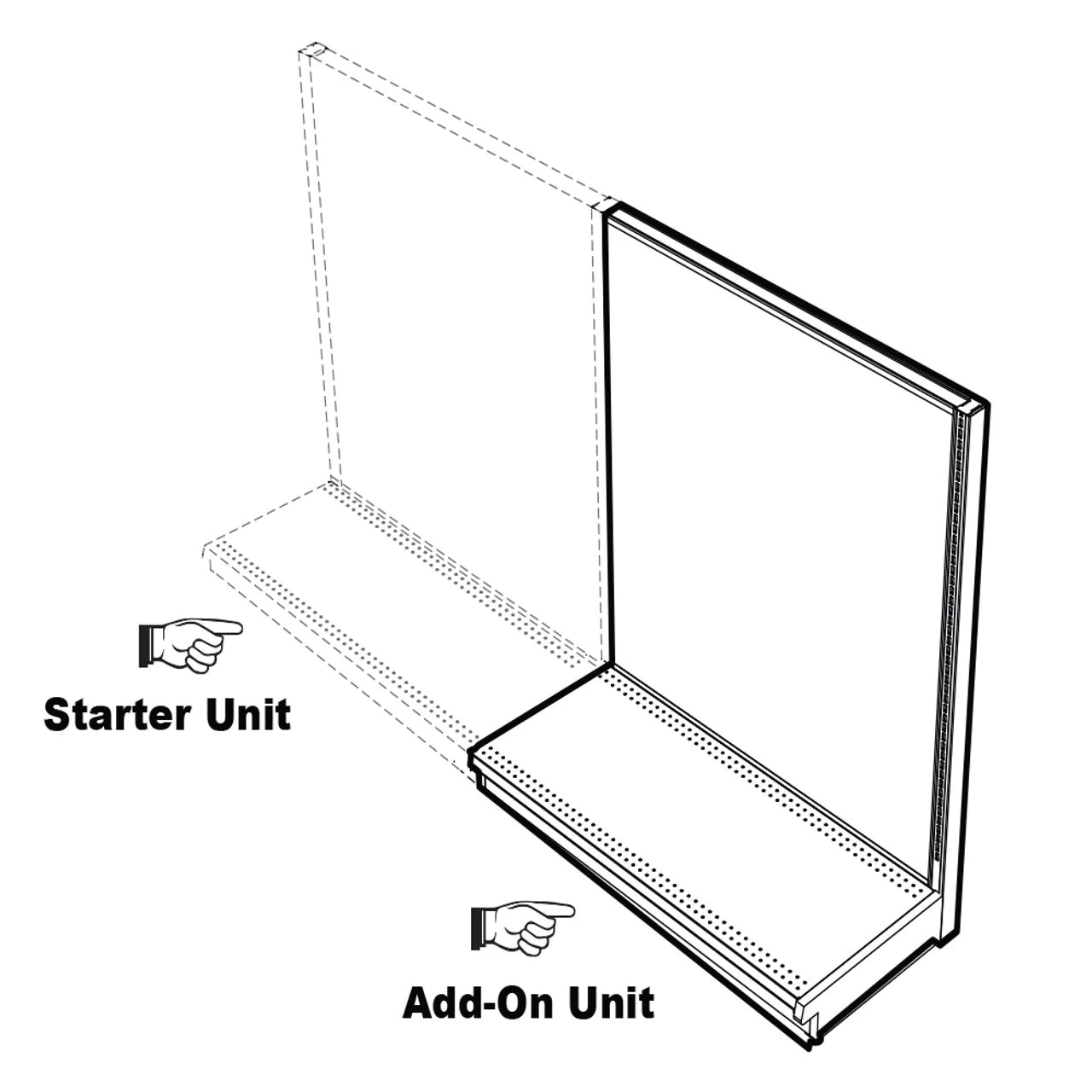 Lozier Single Sided Wall Add-On, Beige White, 48W 84H 16D, Refurbished
